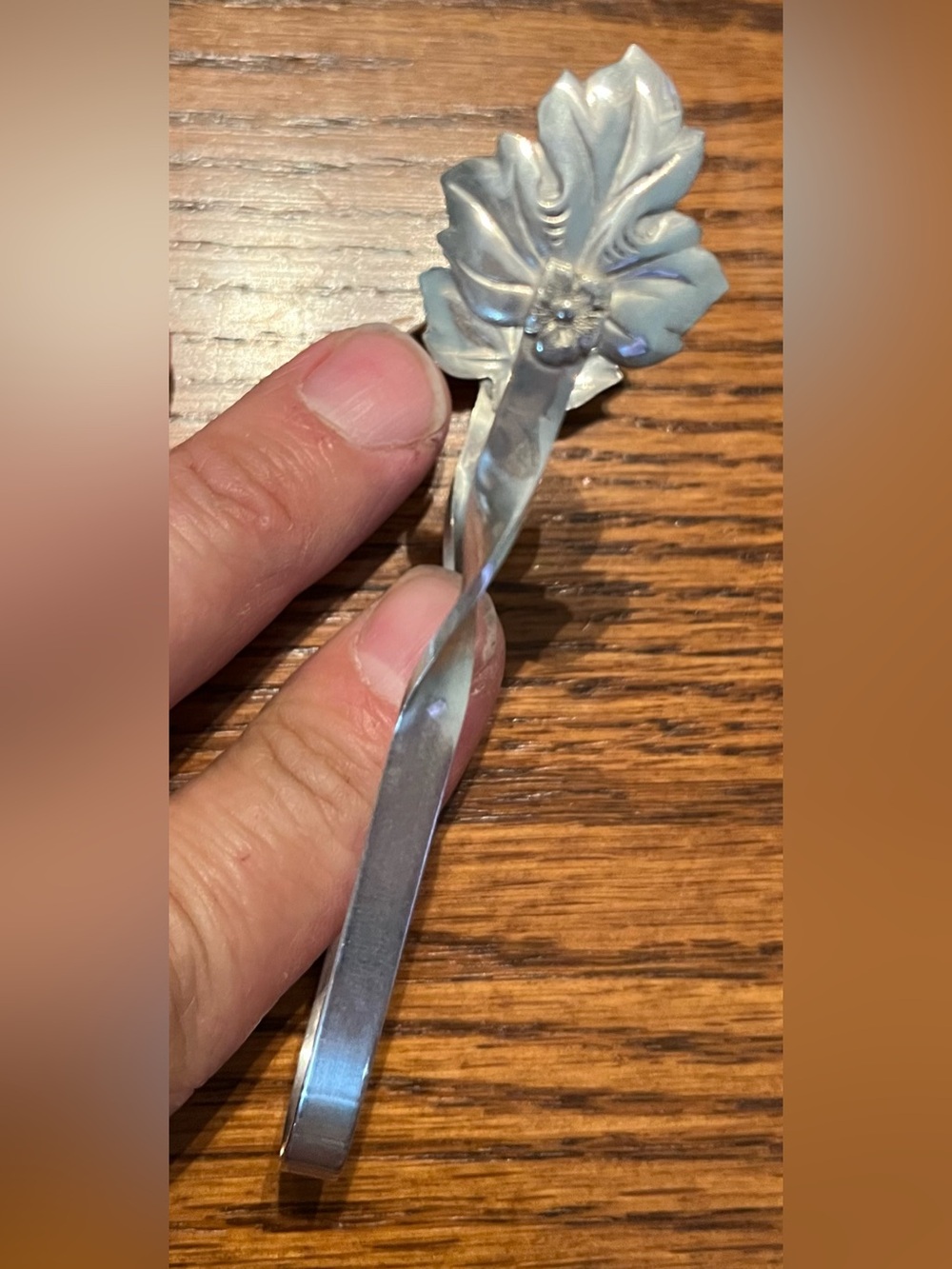 Maple Leaf Sterling Sugar Cube Tongs